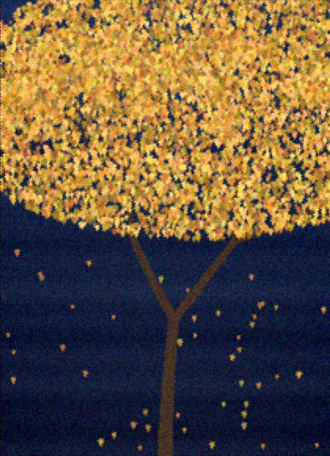 Bodhi art rug — sacred fig on indigo ground
