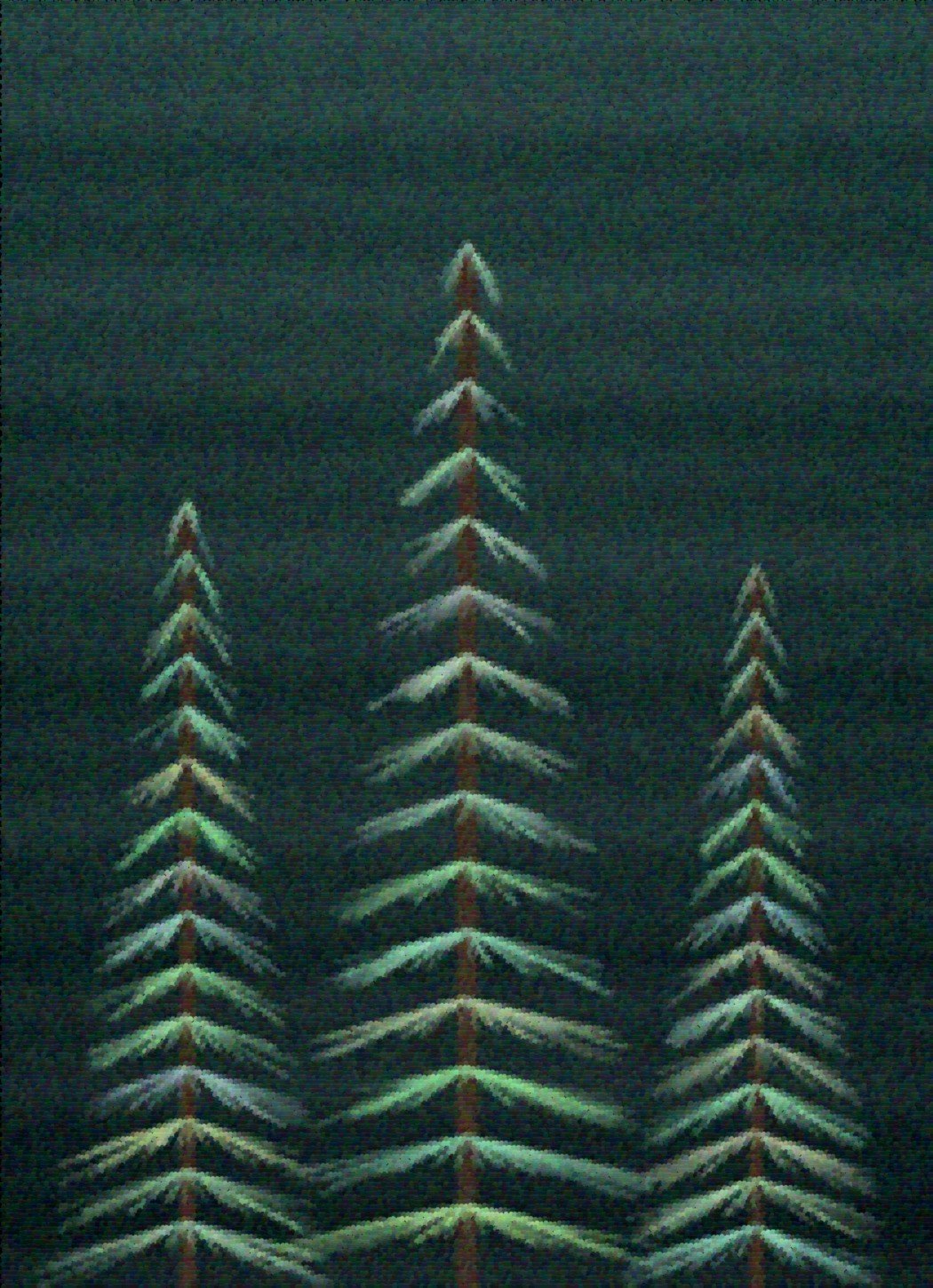Cedar art rug — Himalayan conifers on deep green ground